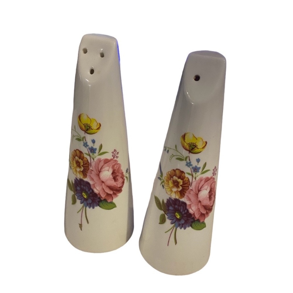 Fine bone china Jubilee made in England floral salt and pepper shakers